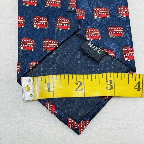 Firsite Silk Tie Necktie London Red Bus Double Decker Symbol Trip Souvenir Blue - Picture 8 of 8